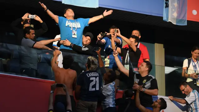Maradona en el mundial de Rusia de 2018