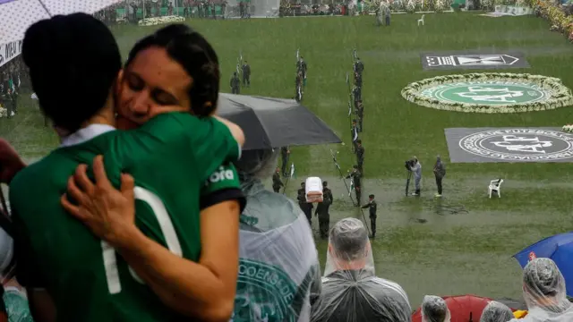 Fans at the memorial at the team's Arena Conda stadium