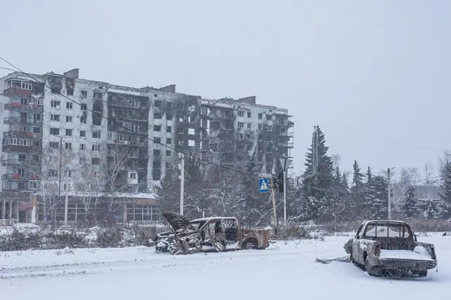 Edificio destruido en Ucrania