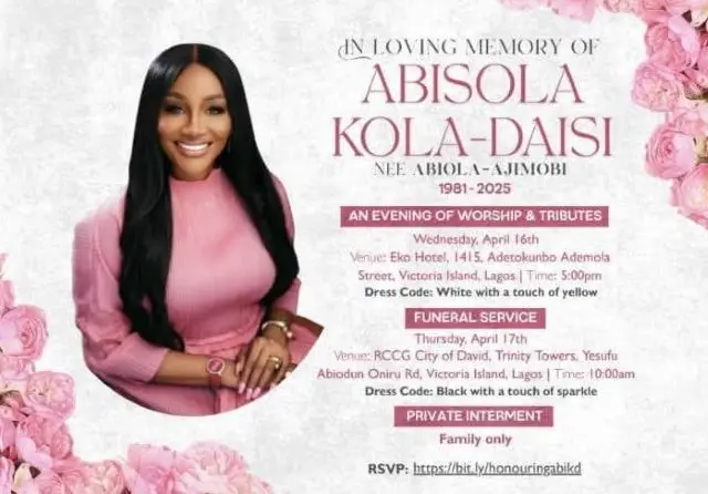 Aworan eto isinku Abisola Kola Daisi