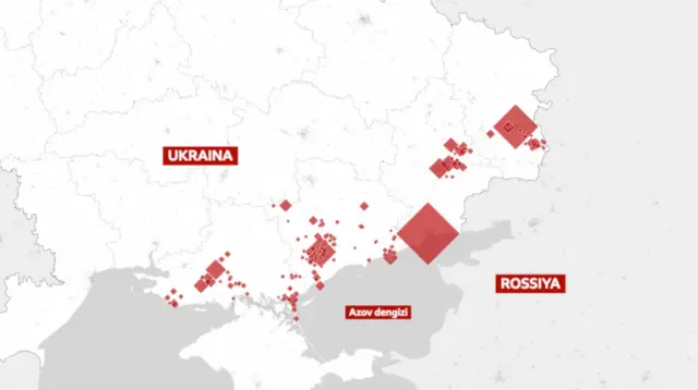 Украинанинг ишғол қилинган ҳудудларида мусодара қилинган мулклар харитаси.