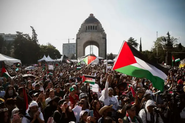 Um protesto pró-Palestina no México