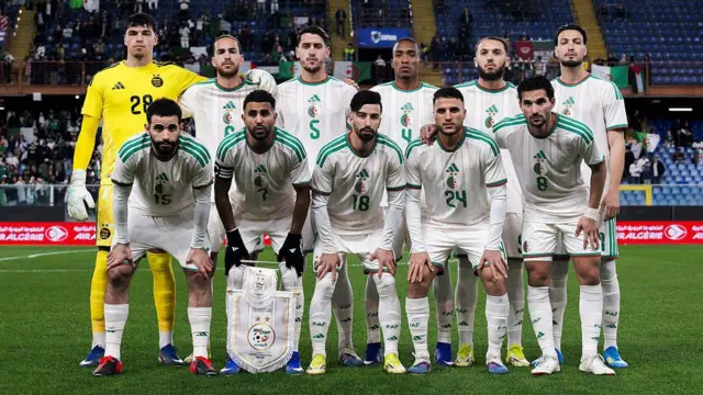 Algerian national football team - dressed in dia white jersey - line up bifor dia match against Guatemala, March 27, 2026.