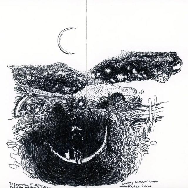 Hewitt's sketches of night scenes by moonlight capture spontaneous moments