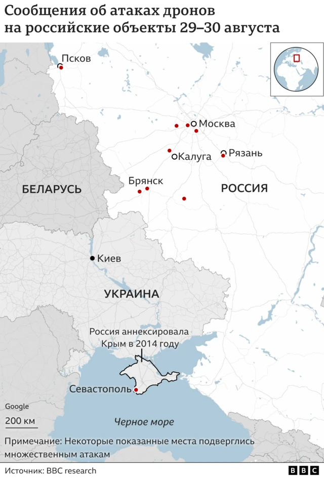 Карта атак дронов