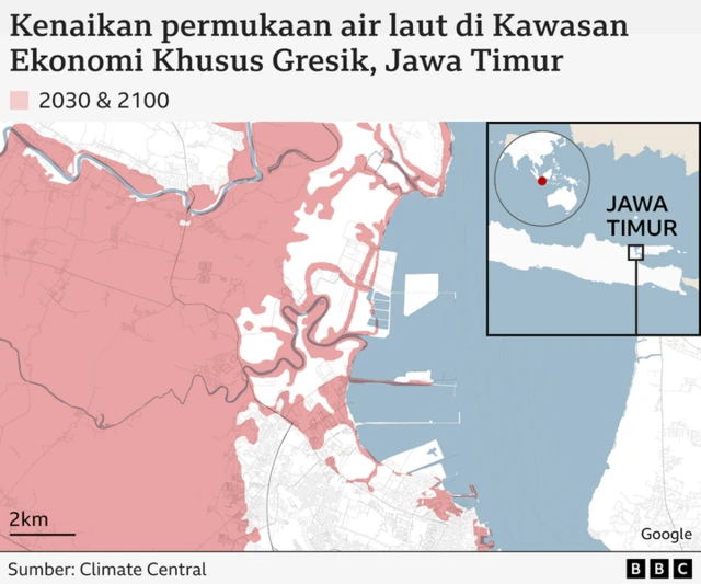 Kenaikan permukaan air laut di Gresik