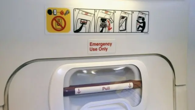 Porta de emergência em avião