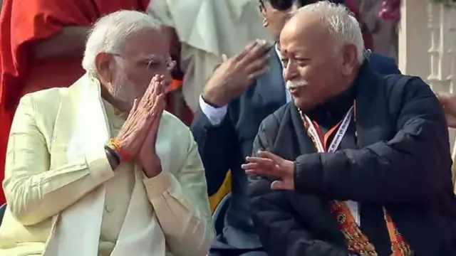 पंतप्रधान नरेंद्र मोदी आणि राष्ट्रीय स्वयंसेवक संघाचे सरसंघचालक मोहन भागवत. (फाइल फोटो)