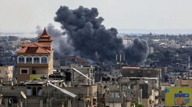 Smoke rises in Gaza