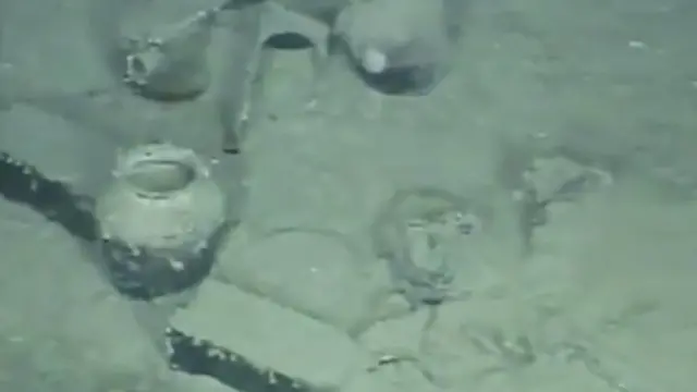 해저에서 촬영된 산호세 호에 실린 유물