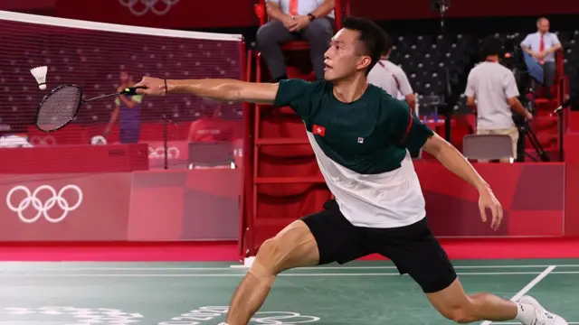 Ng Ka Long of Hong Kong in action during the match against Kevin Cordon of Guatemala.