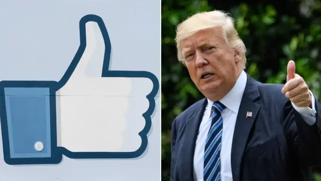 Donald Trump e logo do Facebook