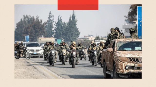 सीरिया में एचटीएस के लड़ाके
