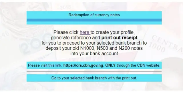 Foto of wetin CBN post for dia website