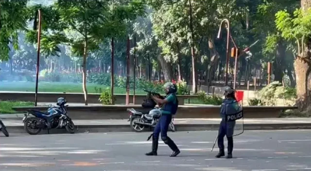 Police fired tear cells in Dhaka University area at noon