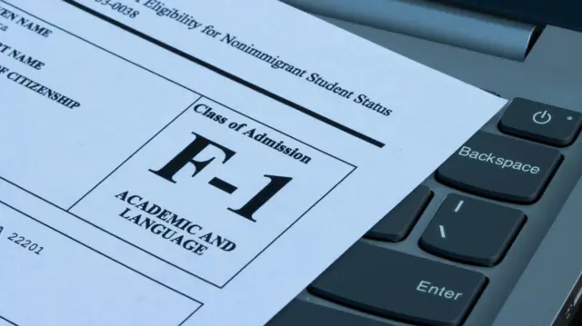 অভিবাসী নন এমন শিক্ষার্থী মর্যাদার জন্য যোগ্যতার সনদ ফর্ম আই-২০ এর একটি নমুনার ক্লোজ-আপ।