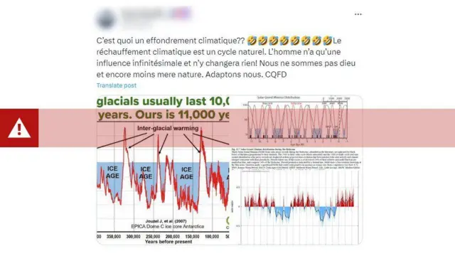 Tangkapan layar cuitan bahasa Perancis