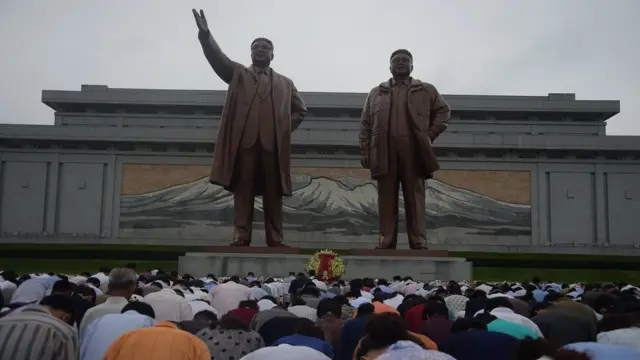 bức tượng của Kim Il-sung và Kim Jong-il