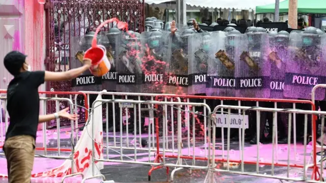 การชุมนุมของกลุ่มทะลุฟ้าเน้นตอบโต้ตำรวจด้วยการสาดสี