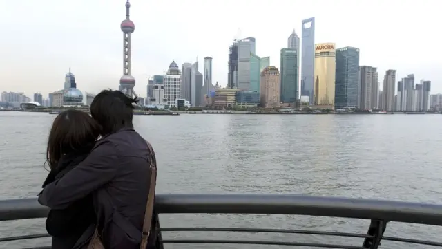 Una pareja en Shanghái.