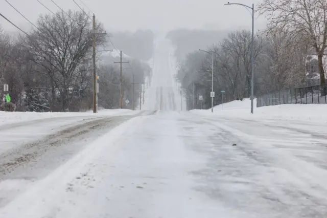 A deserted highway in Shawnee, Kansas, on Sunday