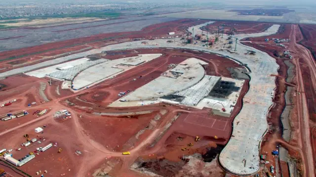 Obras del nuevo aeropuerto en Texcoco.