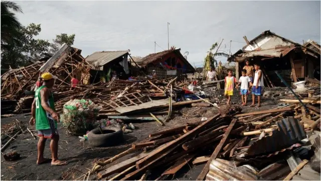 Damage from Typhoon Rai in Surigao del Norte province, the Philippines