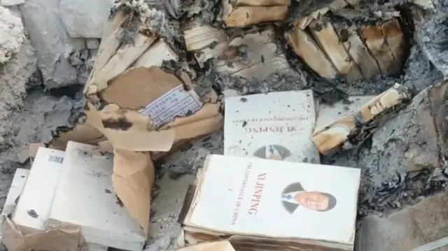 सी जिन्पिङको जलाइएका पुस्तकका अंश