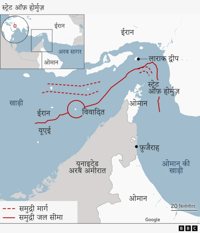 स्ट्रेट ऑफ़ होर्मुज़ का नक़्शा