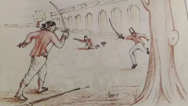 انگریزوں پر حملہ کرتے ہوئے منگل پانڈے