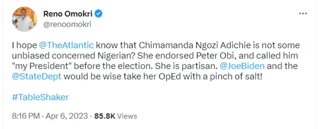 Reno Omokri tweet