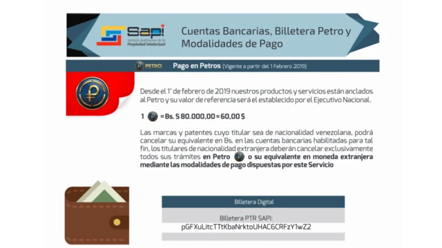 Documento donde el Sapi exige el pago en petros