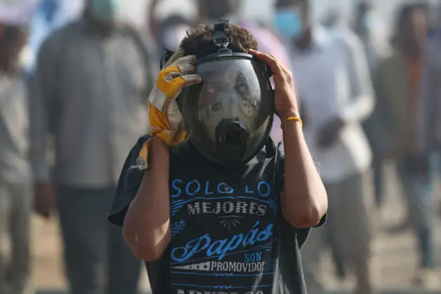 Protesters gather outside the Presidential Palace during a demonstration demanding civilian rule within the 3rd year of the "December Revolution" in Khartoum, Sudan on December 19, 2021.