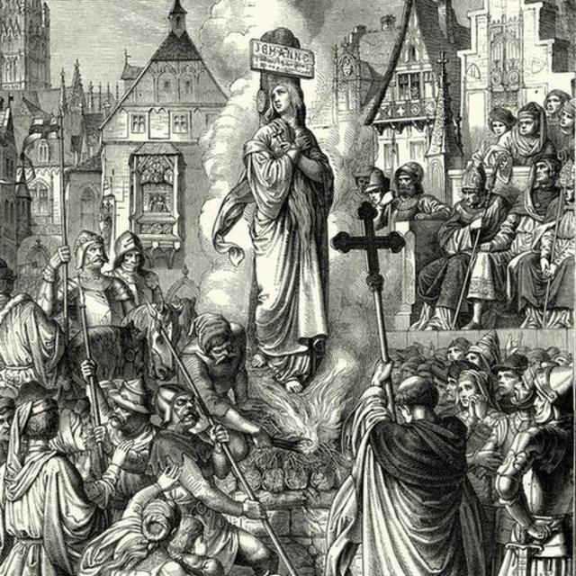 Ilustración de Juana de Arco en la hoguera