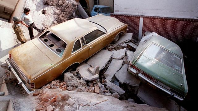 Destrozos causados en México por el terremoto de septiembre de 1985.