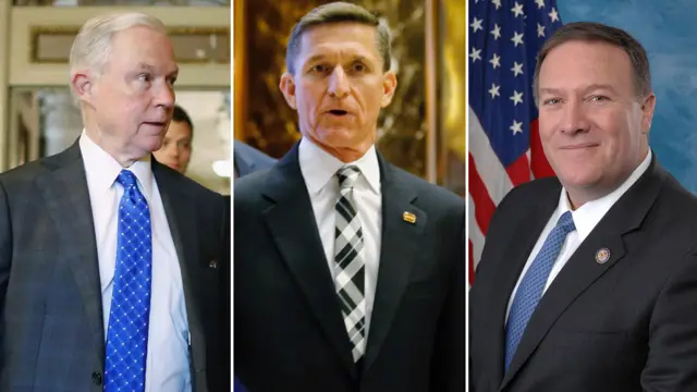 Jeff Sessions, Michael Flynn, Mike Pompeo