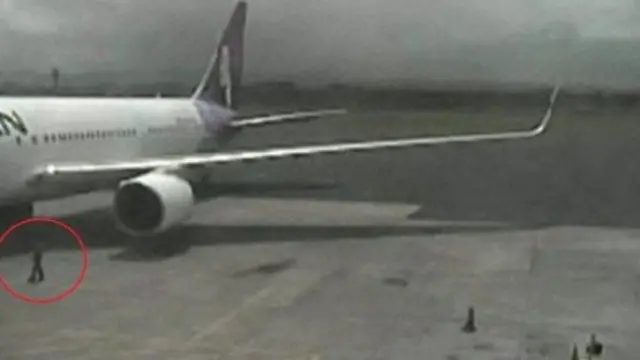 విమానంలో దాక్కుని వచ్చిన వ్యక్తి