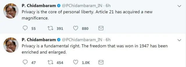 पी चिदंबरम के ट्वीट