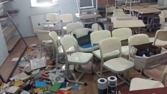 HDP İstanbul İl binasındaki arama sonrası görüntü