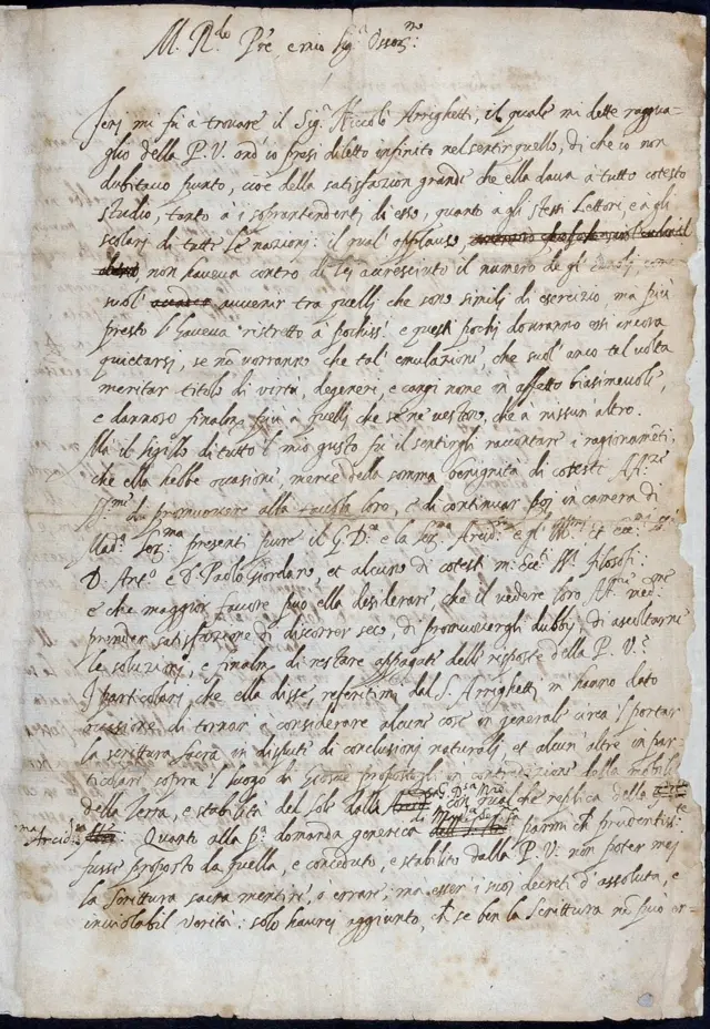 Carta de Galileo Galilei (1564-1642) a Benedetto Castelli, del 21 de diciembre de 1613.