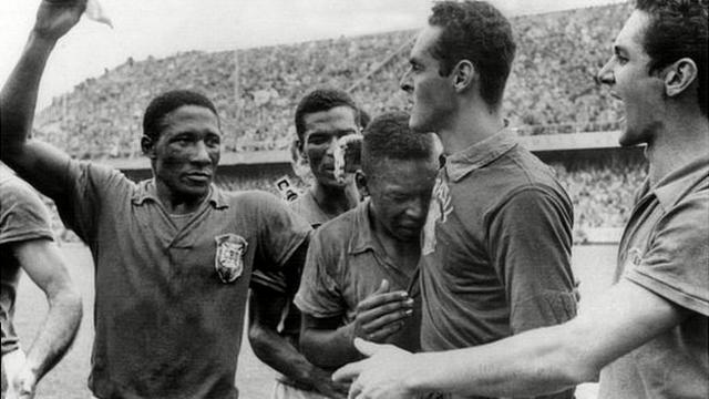 Pele and Brazil celebrate winning 1958 World Cup
