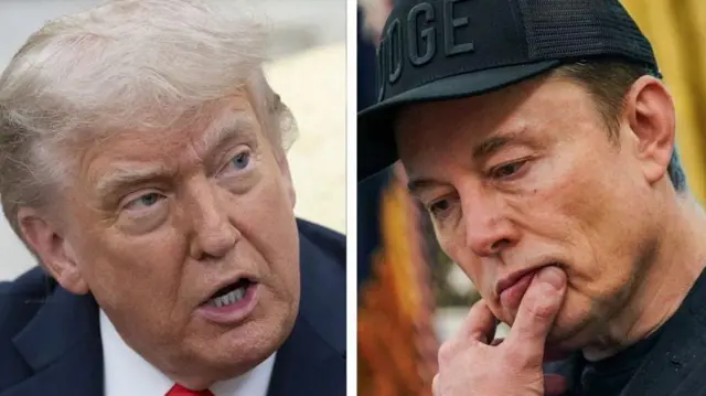 அமெரிக்க அதிபர் டொனால்ட் டிரம்ப், டெஸ்லா நிறுவனர் ஈலோன் மஸ்க்