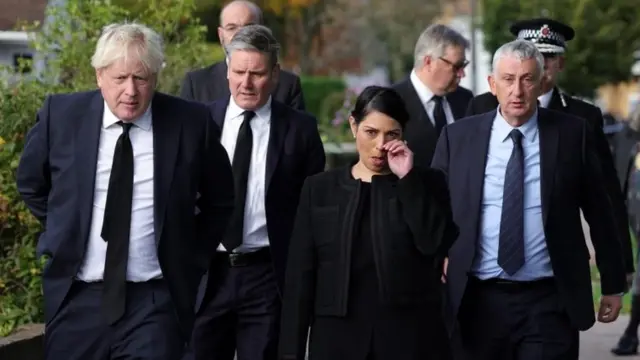 Boris Johnson, Sir Keir Starmer and Priti Patel pay respects to Sir David Amess