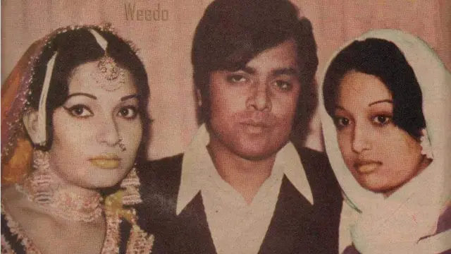 سپر سٹار ساتھی اداکار بہنوں کویتا اور سنگیتا کے ساتھ