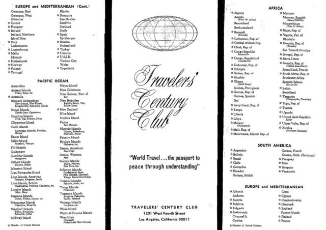A TCC country list from November 1965