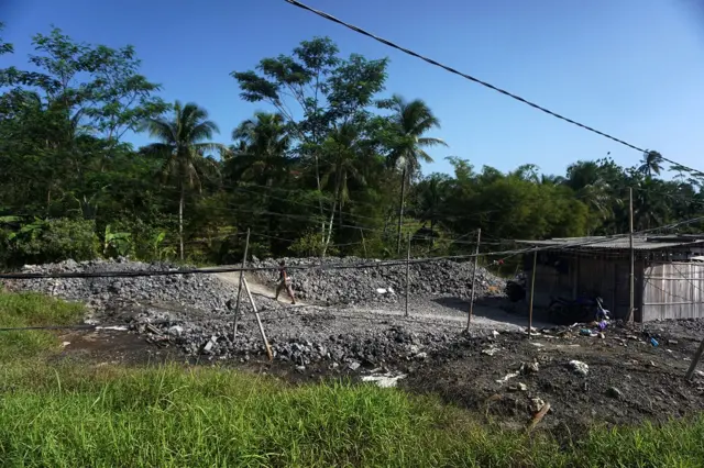kawasan tambang emas ilegal yang berada di areal persawahan
