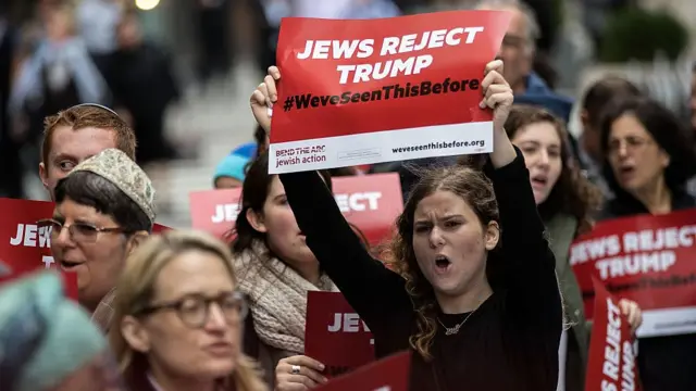 Manifestación contra Trump de la comunidad judía.