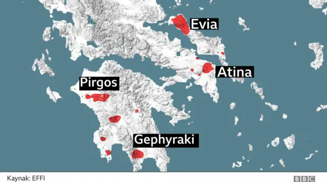 Yunanistan'da orman yangınları