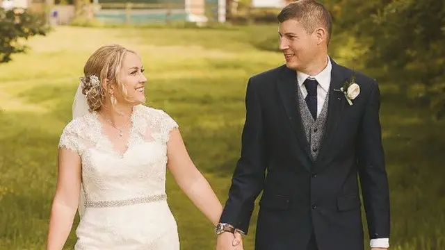 Nicola and Brett Kinloch on their wedding day