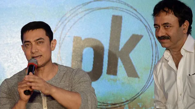 पीके के प्रमोशन के दौरान आमिर ख़ान और राजकुमार हिरानी